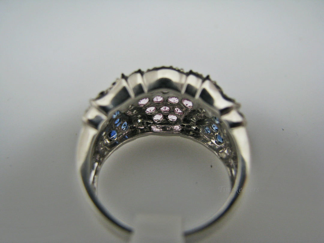 H213 Gorgeous Pink and Blue Sapphire Ring in 14k White Gold with Diamonds