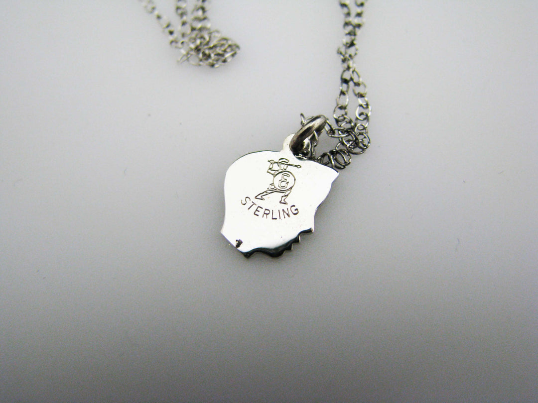 j111 Vintage Sterling Silver Silhouette Boy Head Pendant with Chain
