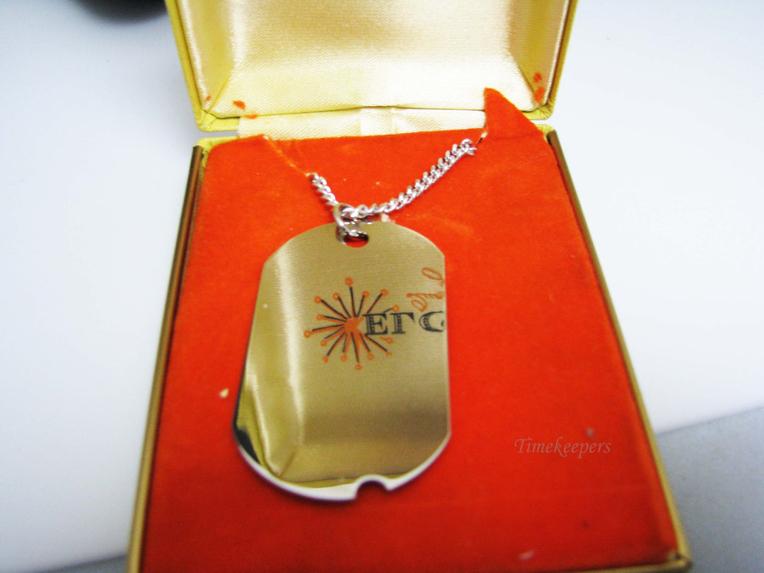 j112 Vintage Silver Finish Elco Dog Tag Pendant with Endless Chain