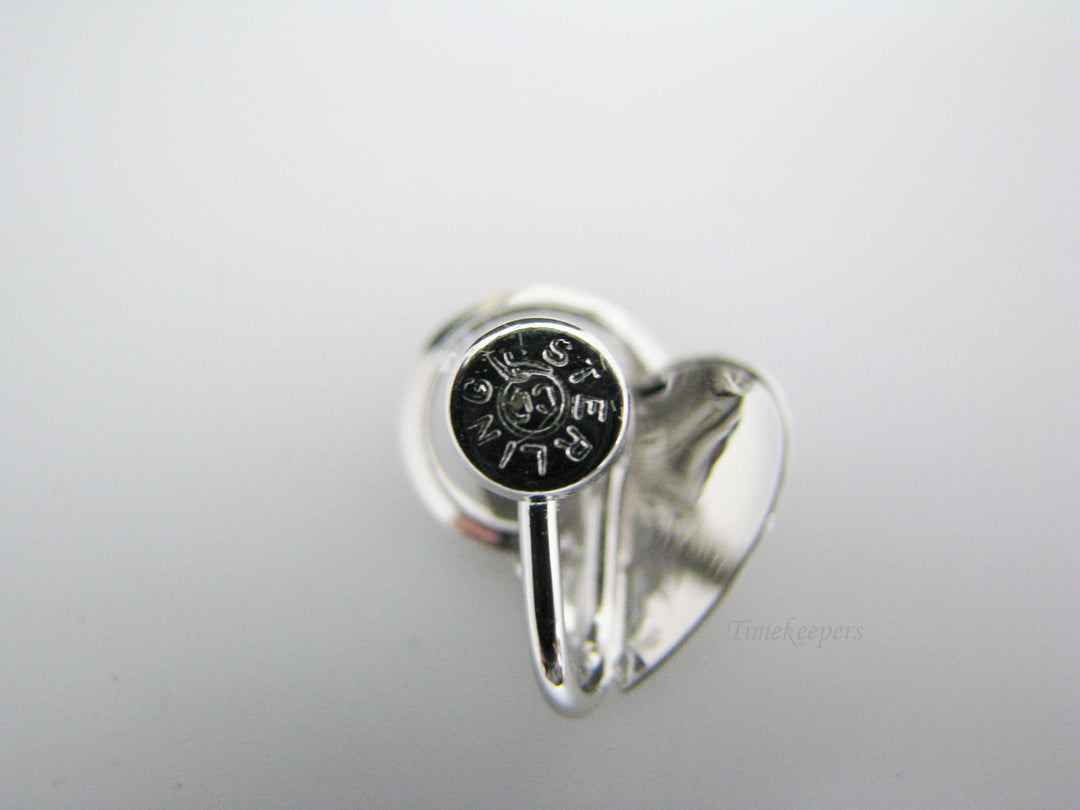 j116 New/ Old Stock Sterling Silver Heart Clip On Earrings