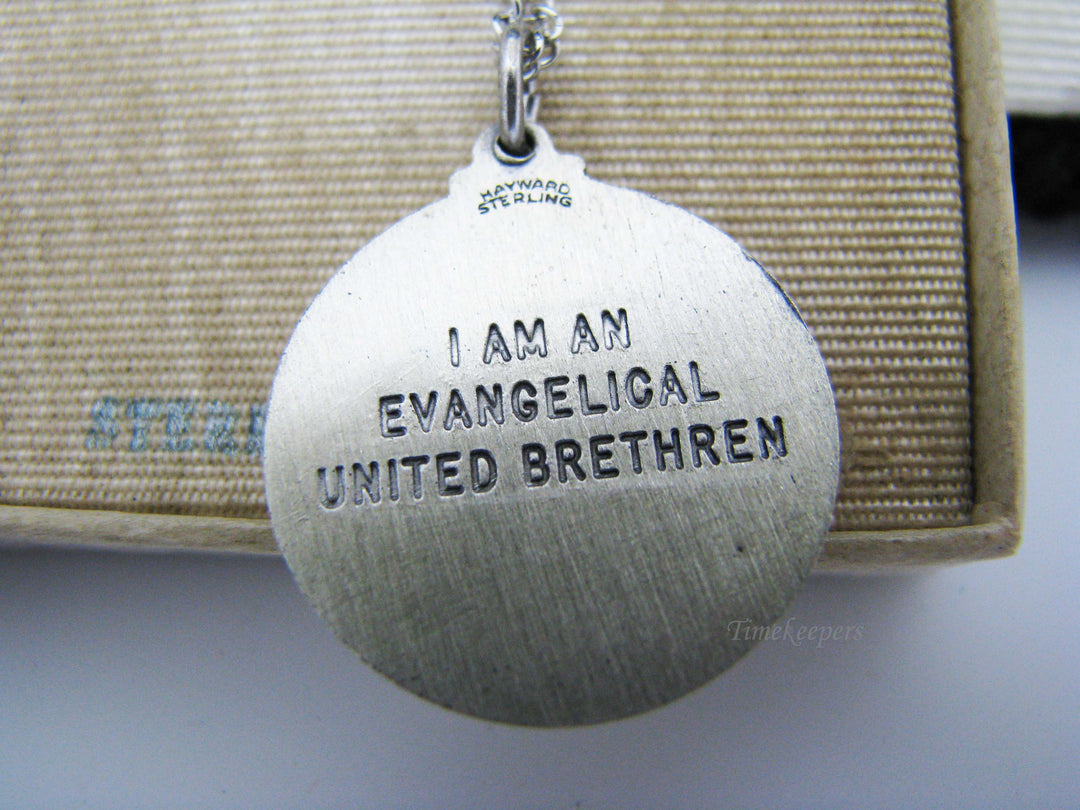 j110 Sterling Silver Evangelical United Brethren Pendant in Original Box