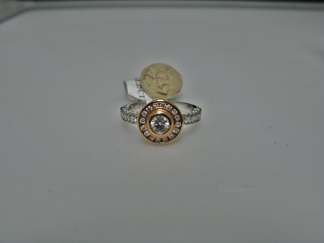 H227 Dazzling 14k Two Tone Engagement Ring Size 6.25 with Diamonds