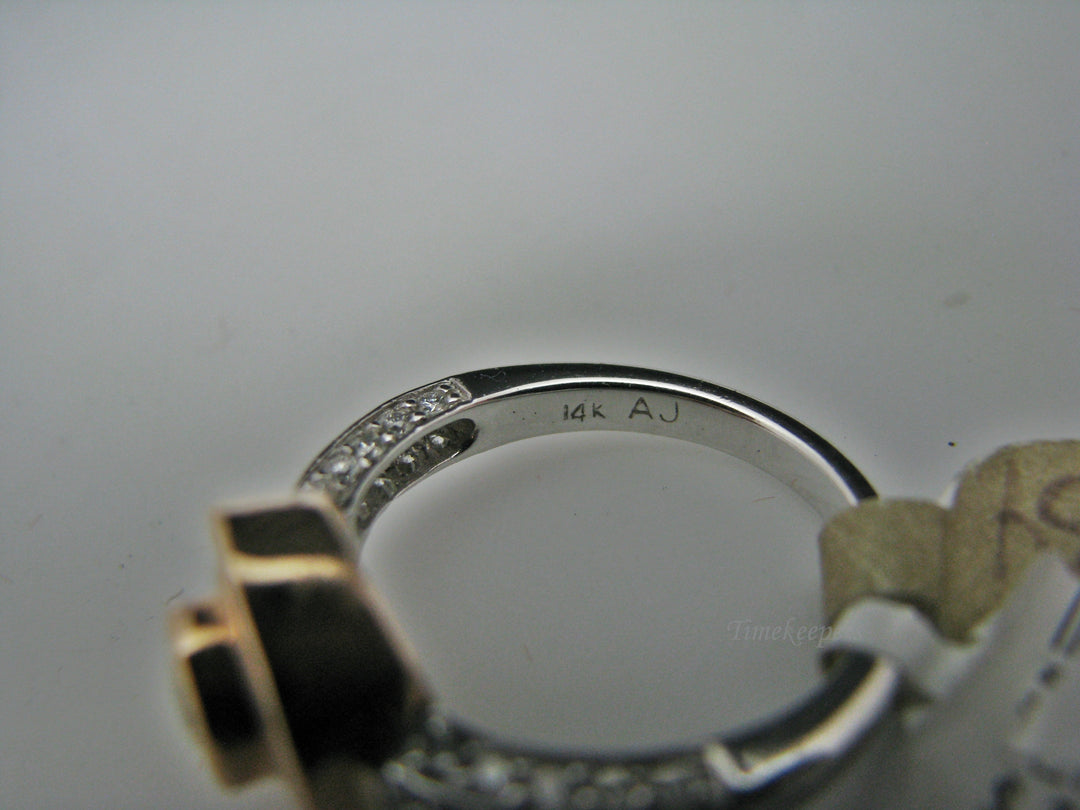 H227 Dazzling 14k Two Tone Engagement Ring Size 6.25 with Diamonds