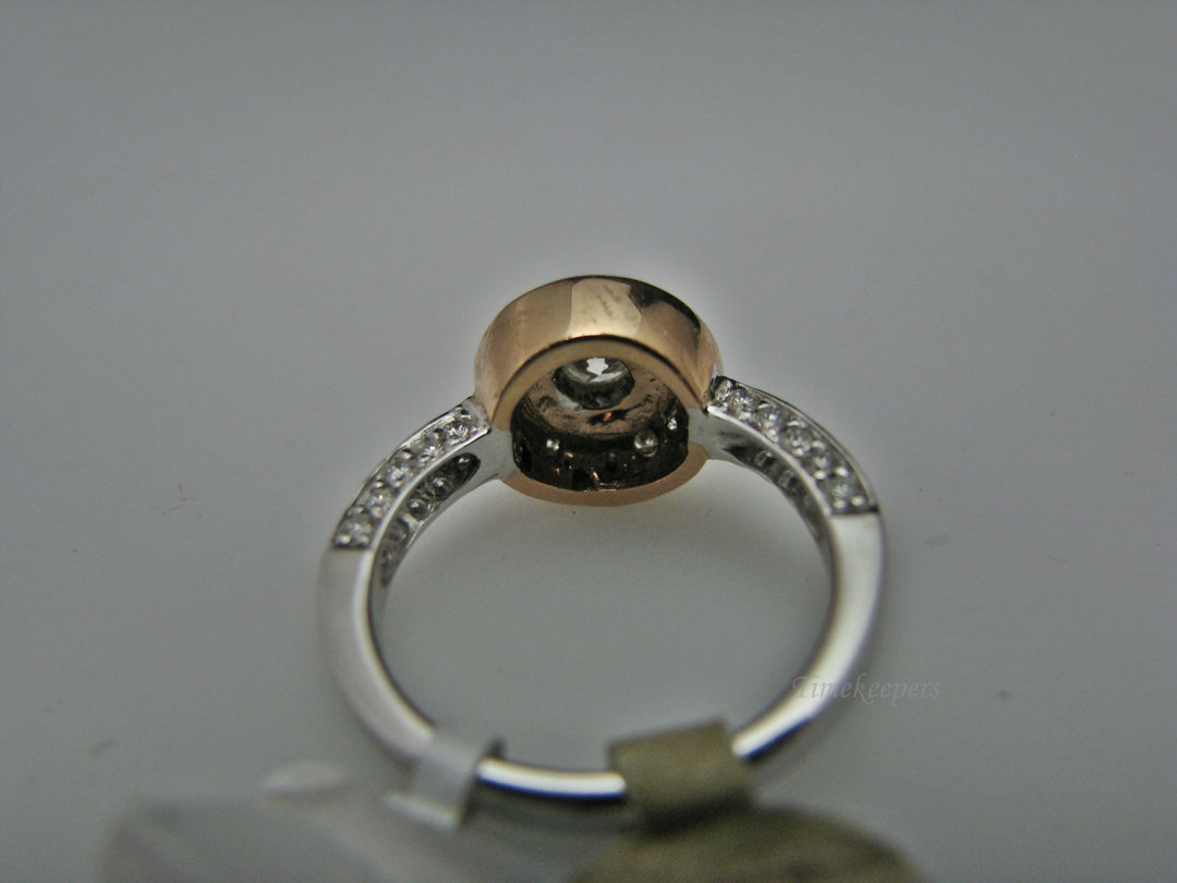 H227 Dazzling 14k Two Tone Engagement Ring Size 6.25 with Diamonds