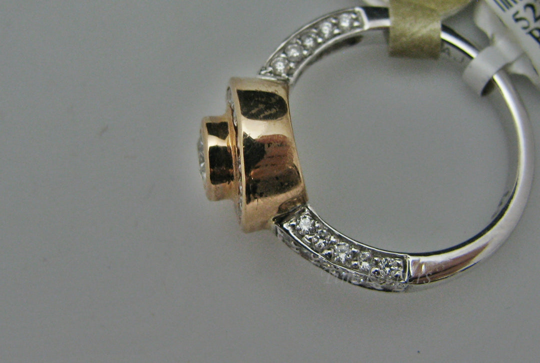 H227 Dazzling 14k Two Tone Engagement Ring Size 6.25 with Diamonds