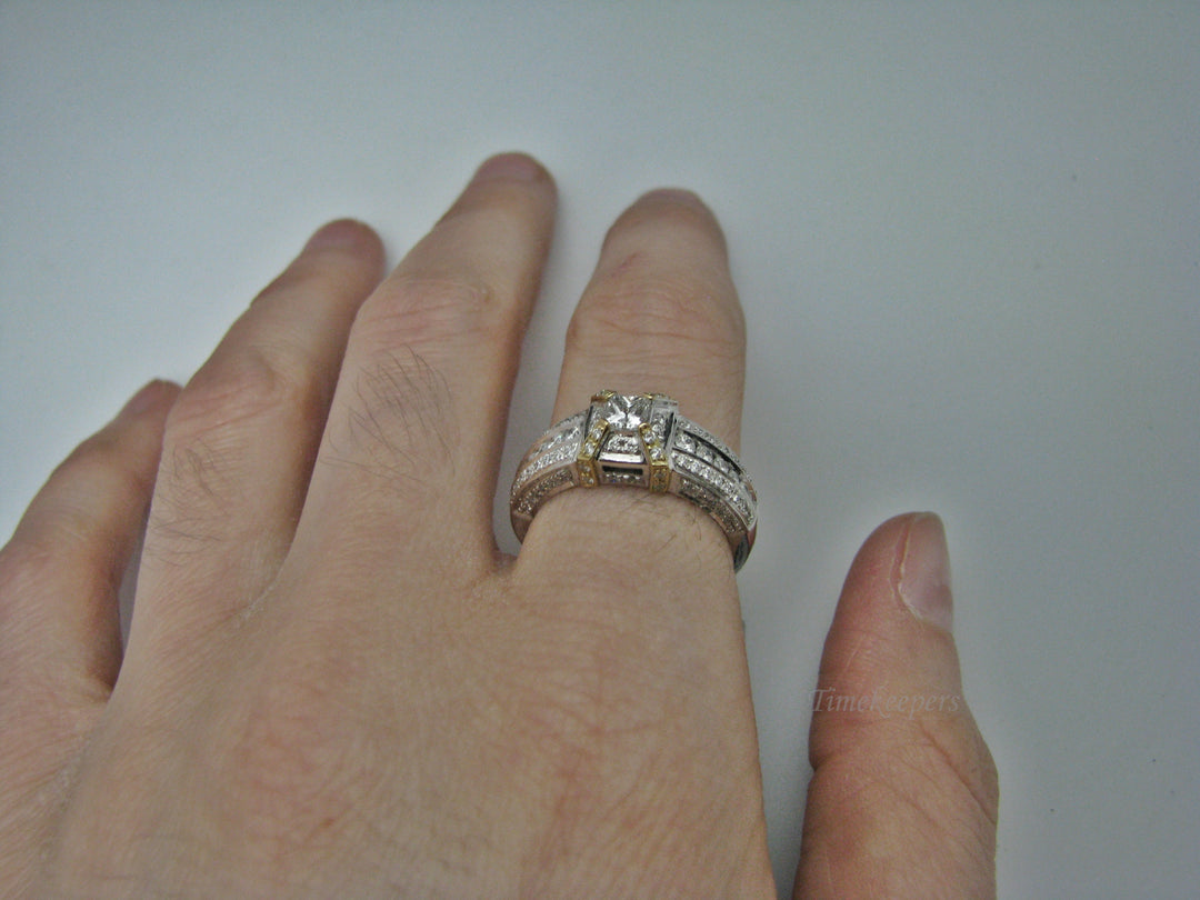 H225 Amazing 14k Two Tone Engagement Ring Size 6.75 with Diamonds