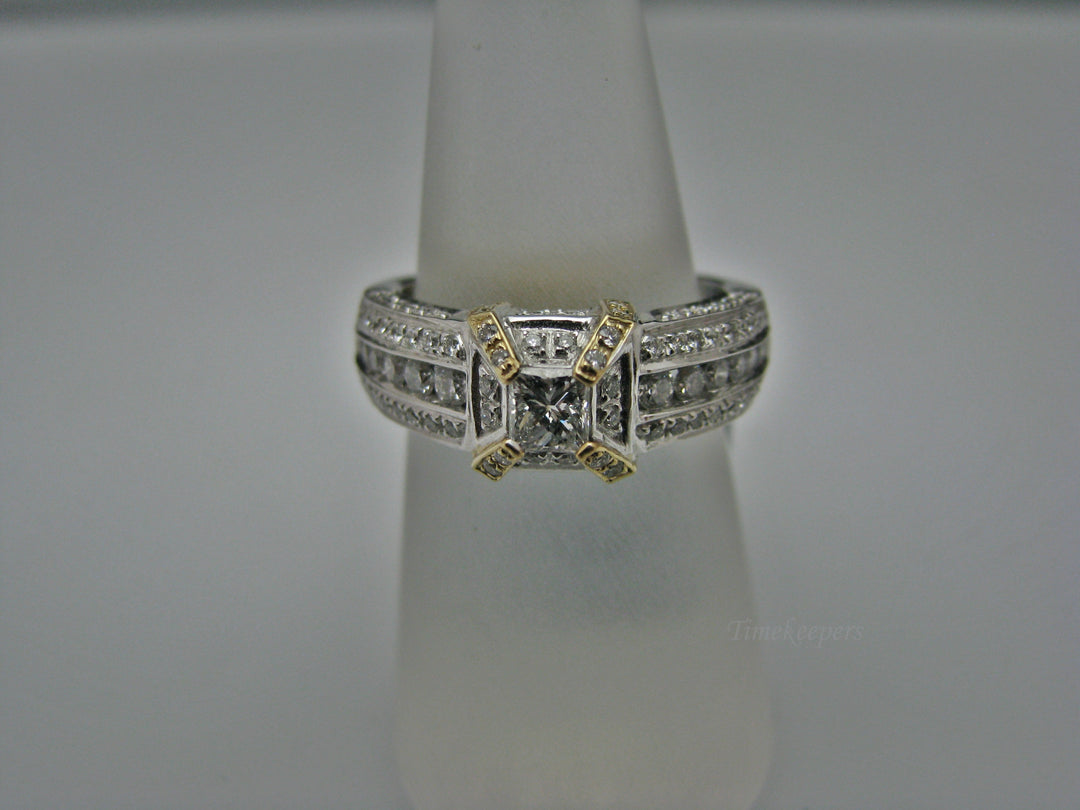 H225 Amazing 14k Two Tone Engagement Ring Size 6.75 with Diamonds