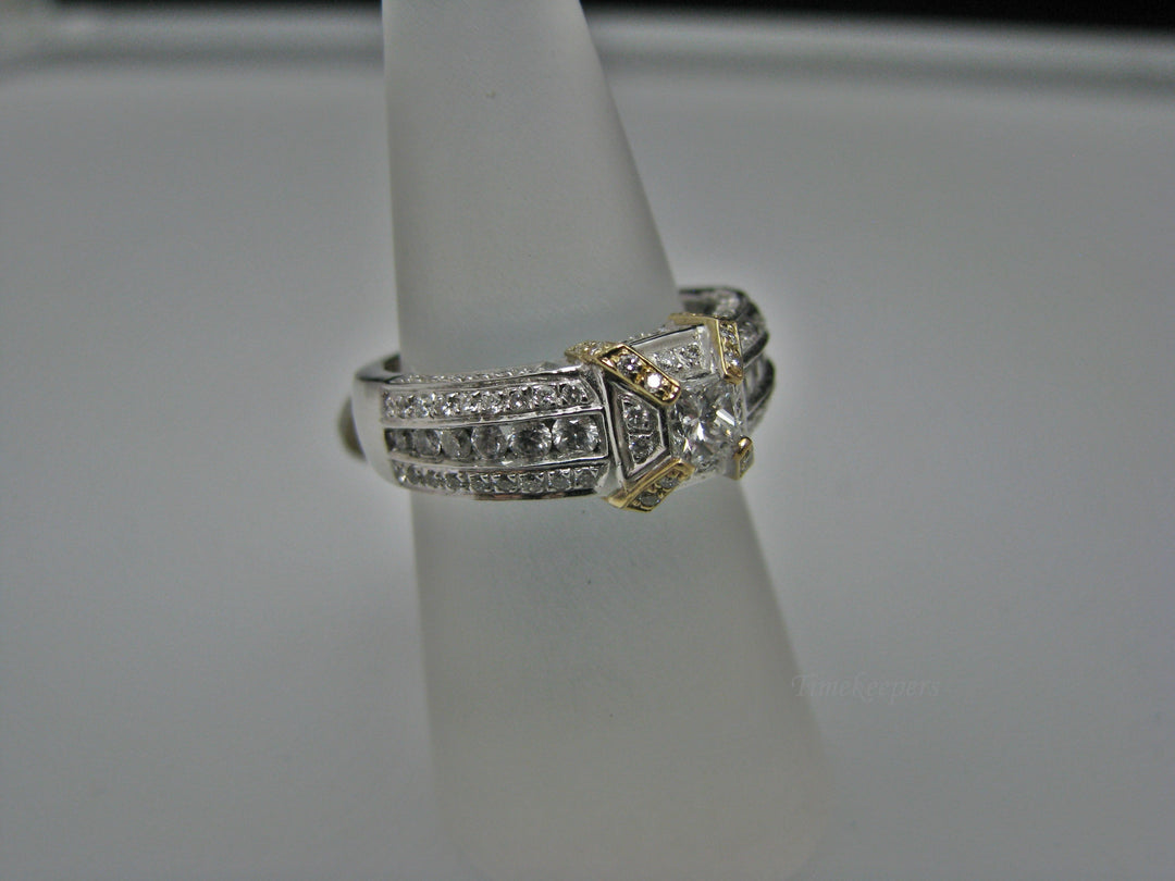 H225 Amazing 14k Two Tone Engagement Ring Size 6.75 with Diamonds