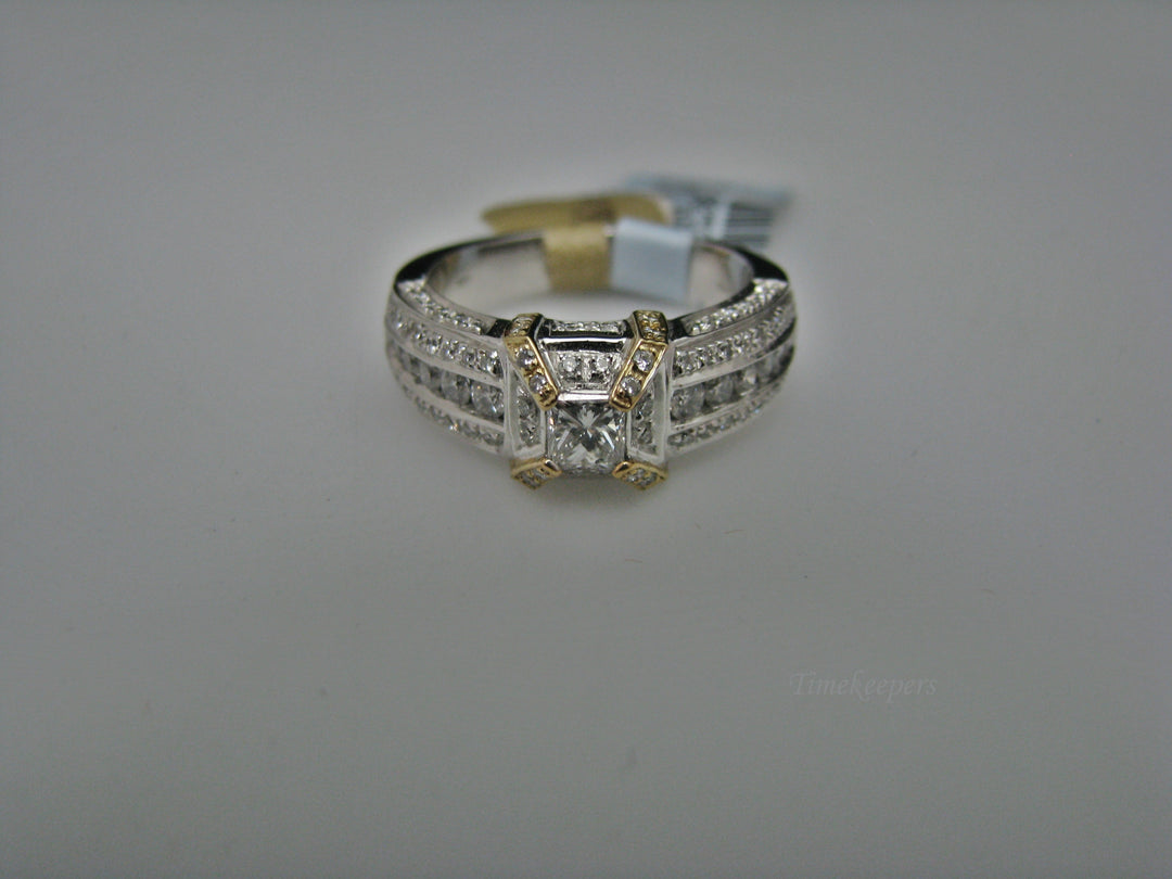 H225 Amazing 14k Two Tone Engagement Ring Size 6.75 with Diamonds