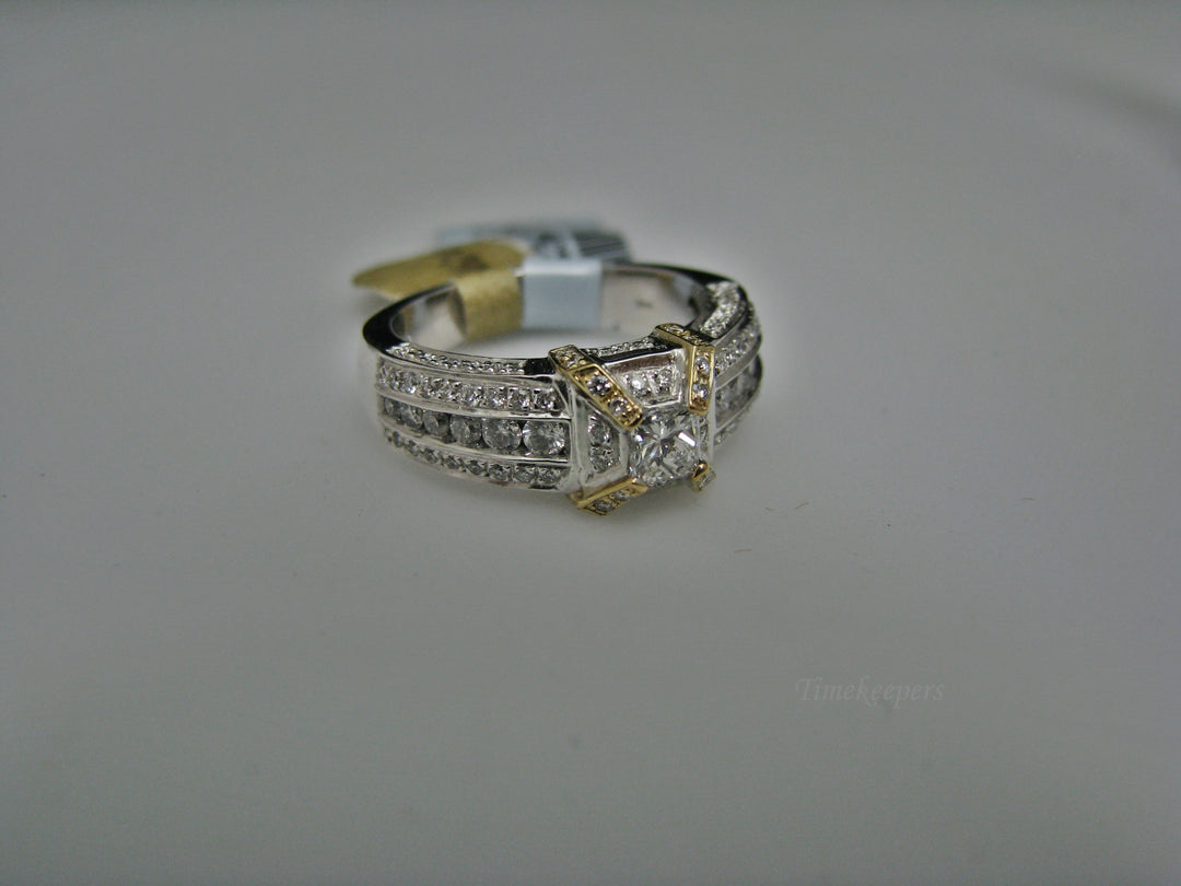 H225 Amazing 14k Two Tone Engagement Ring Size 6.75 with Diamonds