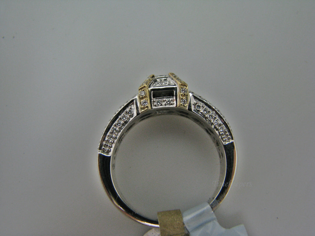 H225 Amazing 14k Two Tone Engagement Ring Size 6.75 with Diamonds