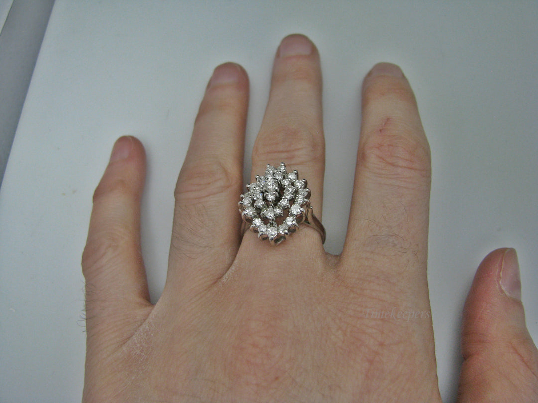 H219 Gorgeous Pear Shaped Diamond Ring in 10k White Gold Size 6.5