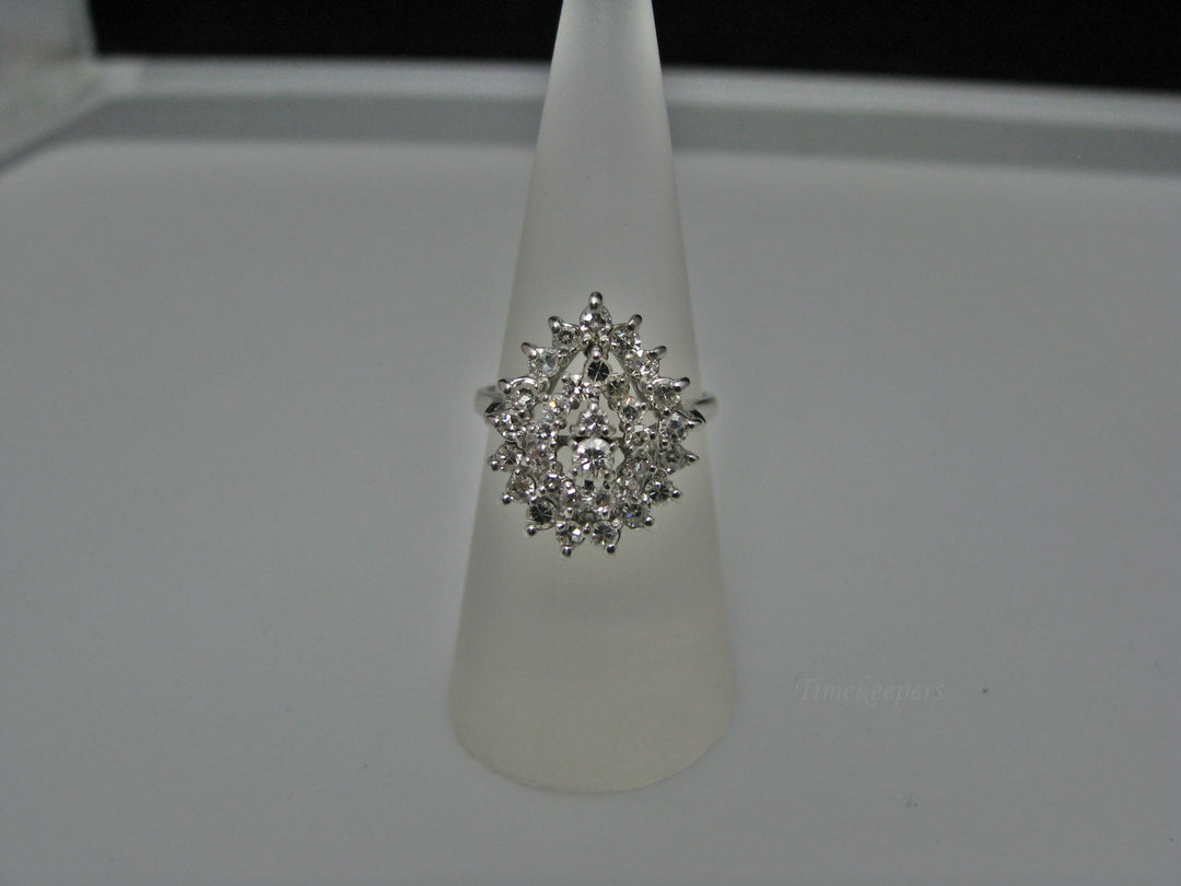 H219 Gorgeous Pear Shaped Diamond Ring in 10k White Gold Size 6.5