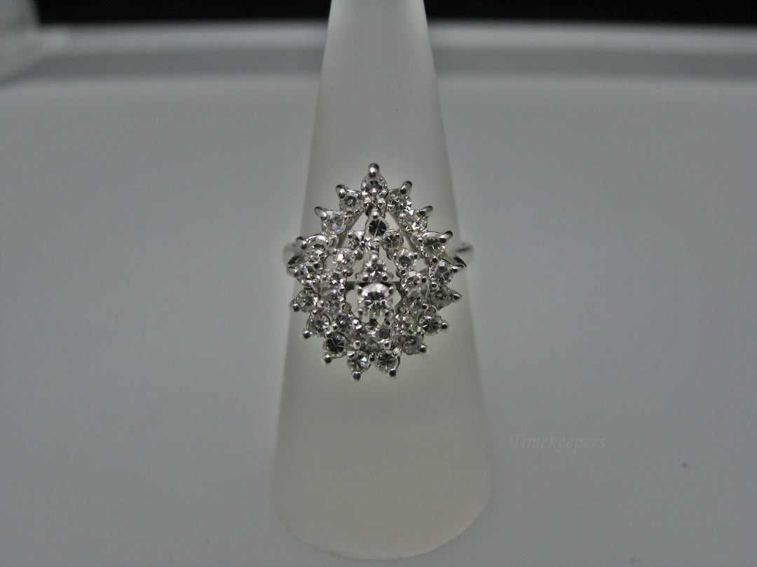 H219 Gorgeous Pear Shaped Diamond Ring in 10k White Gold Size 6.5