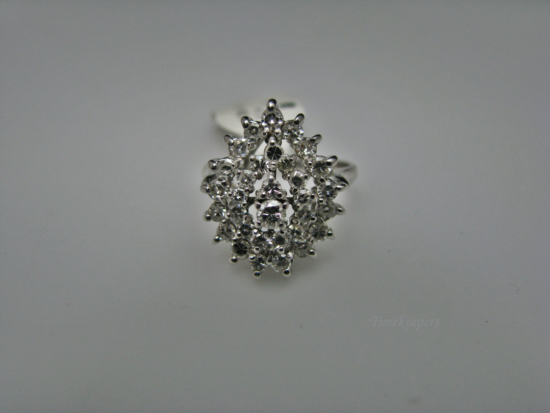 H219 Gorgeous Pear Shaped Diamond Ring in 10k White Gold Size 6.5