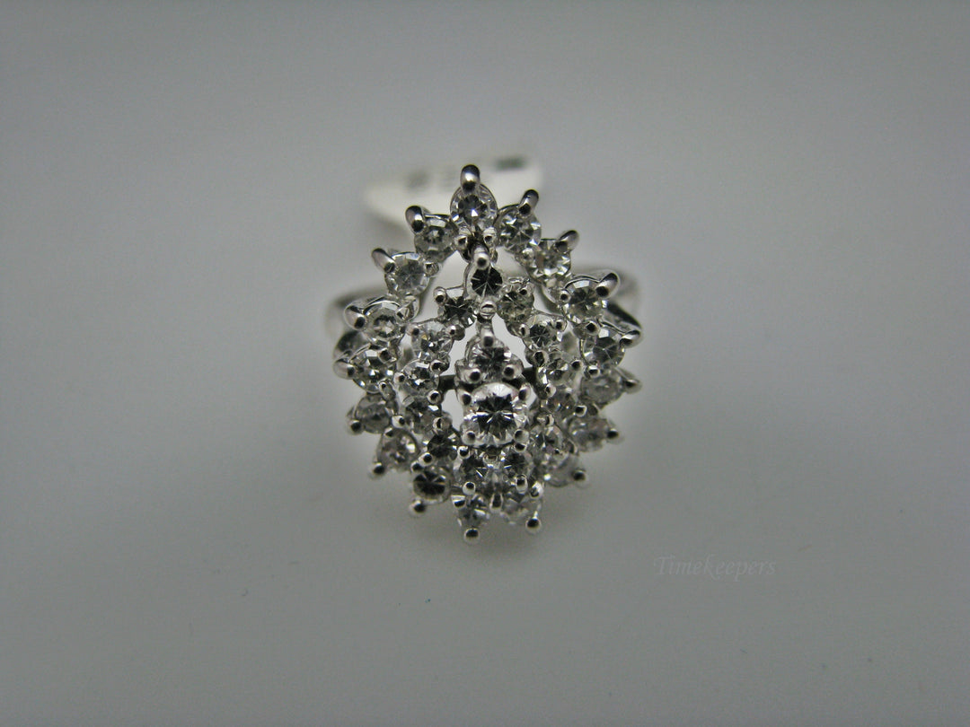 H219 Gorgeous Pear Shaped Diamond Ring in 10k White Gold Size 6.5