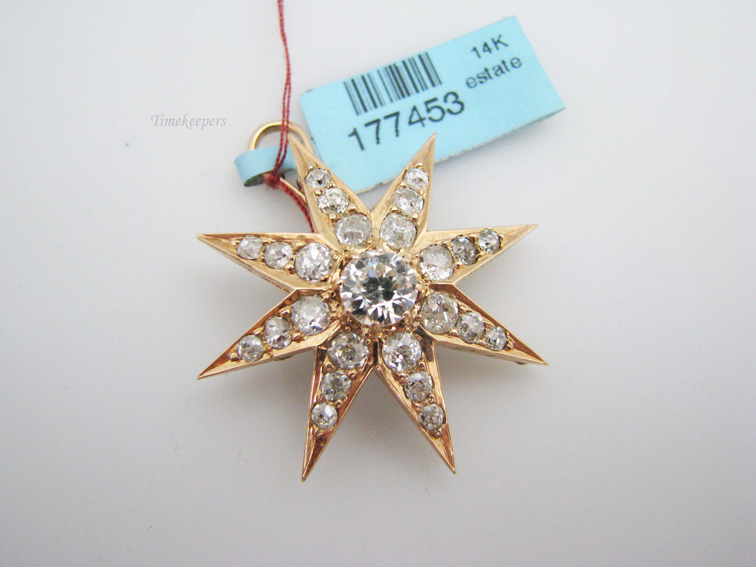 b469 Stunning 14kt Yellow Gold Diamond Star Pendant