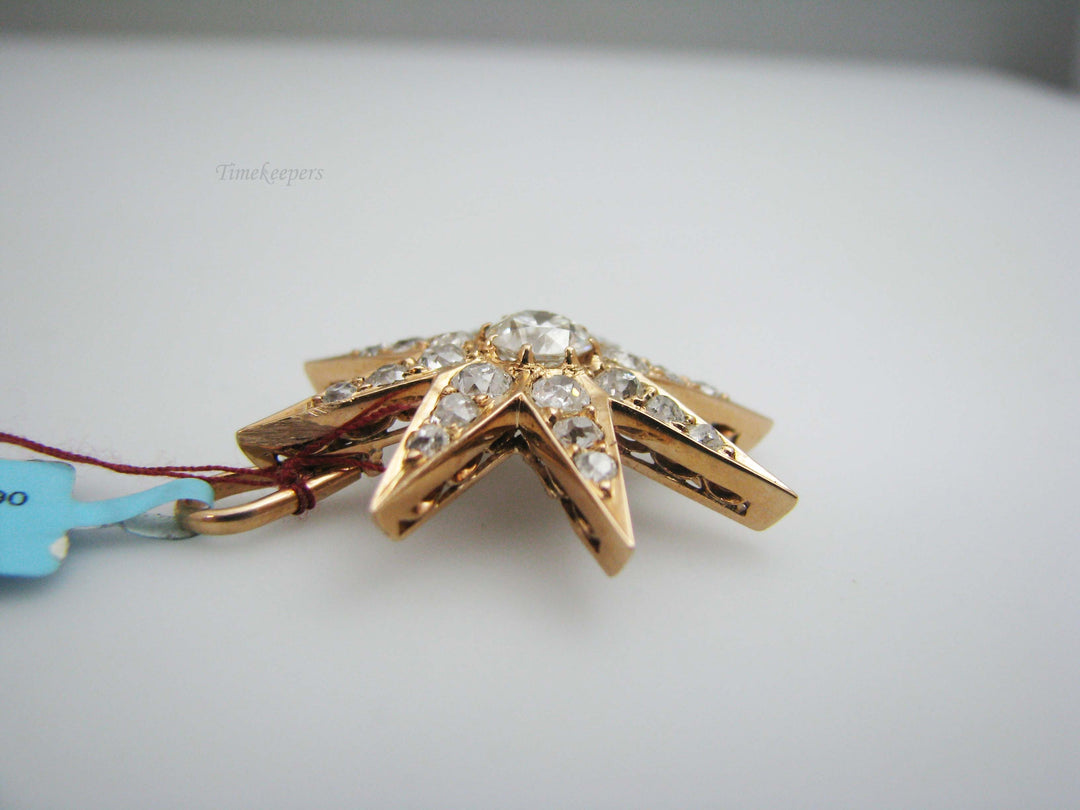 b469 Stunning 14kt Yellow Gold Diamond Star Pendant