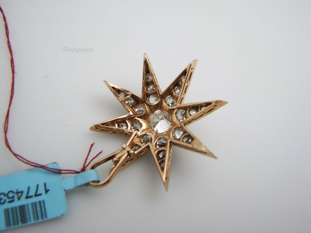 b469 Stunning 14kt Yellow Gold Diamond Star Pendant