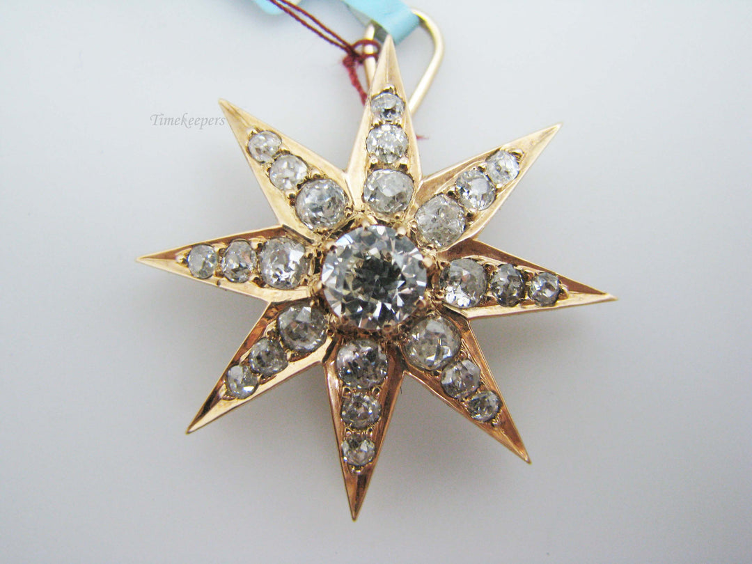 b469 Stunning 14kt Yellow Gold Diamond Star Pendant