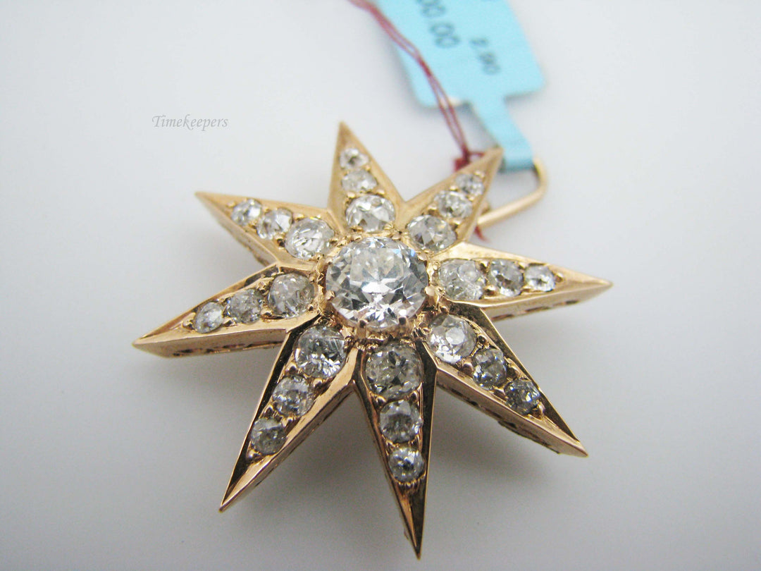 b469 Stunning 14kt Yellow Gold Diamond Star Pendant