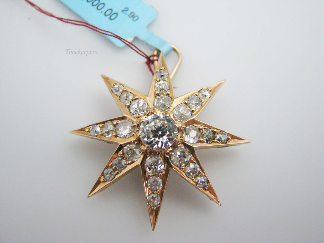 b469 Stunning 14kt Yellow Gold Diamond Star Pendant