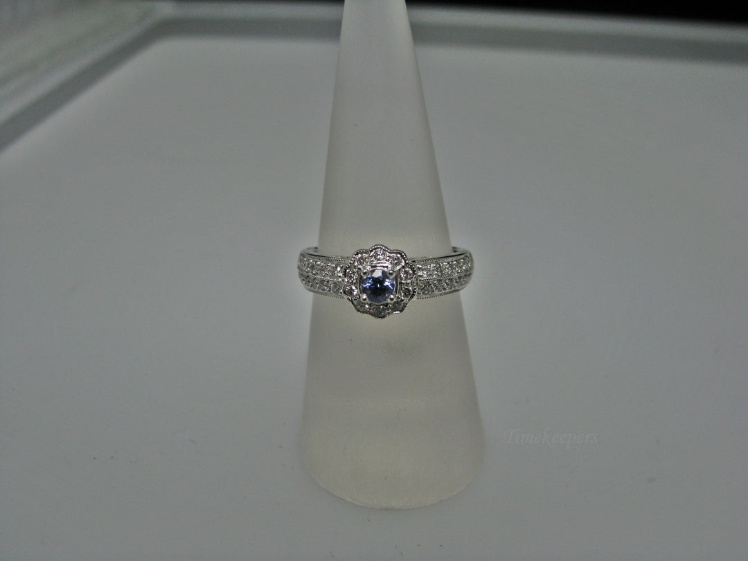 H222 Beautiful Tanzanite 14k White Gold Ring with Diamonds