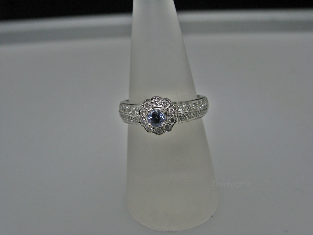 H222 Beautiful Tanzanite 14k White Gold Ring with Diamonds