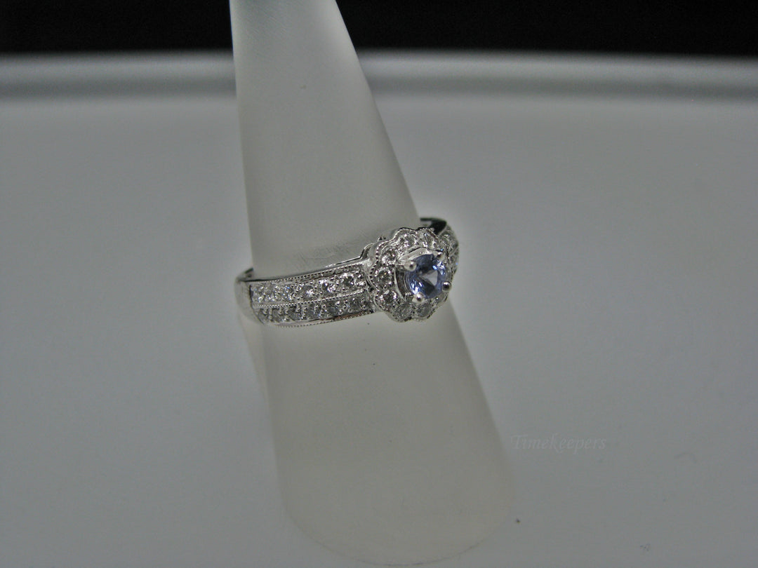 H222 Beautiful Tanzanite 14k White Gold Ring with Diamonds