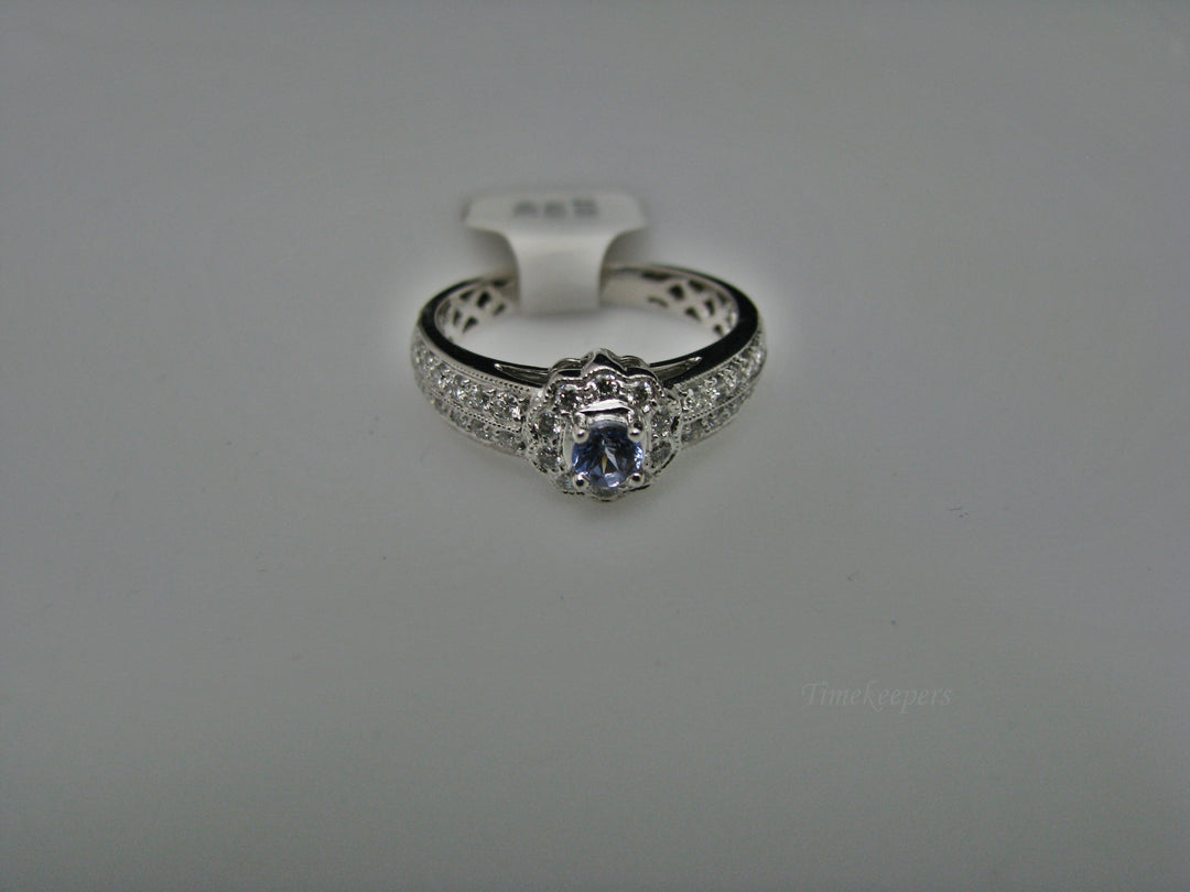 H222 Beautiful Tanzanite 14k White Gold Ring with Diamonds