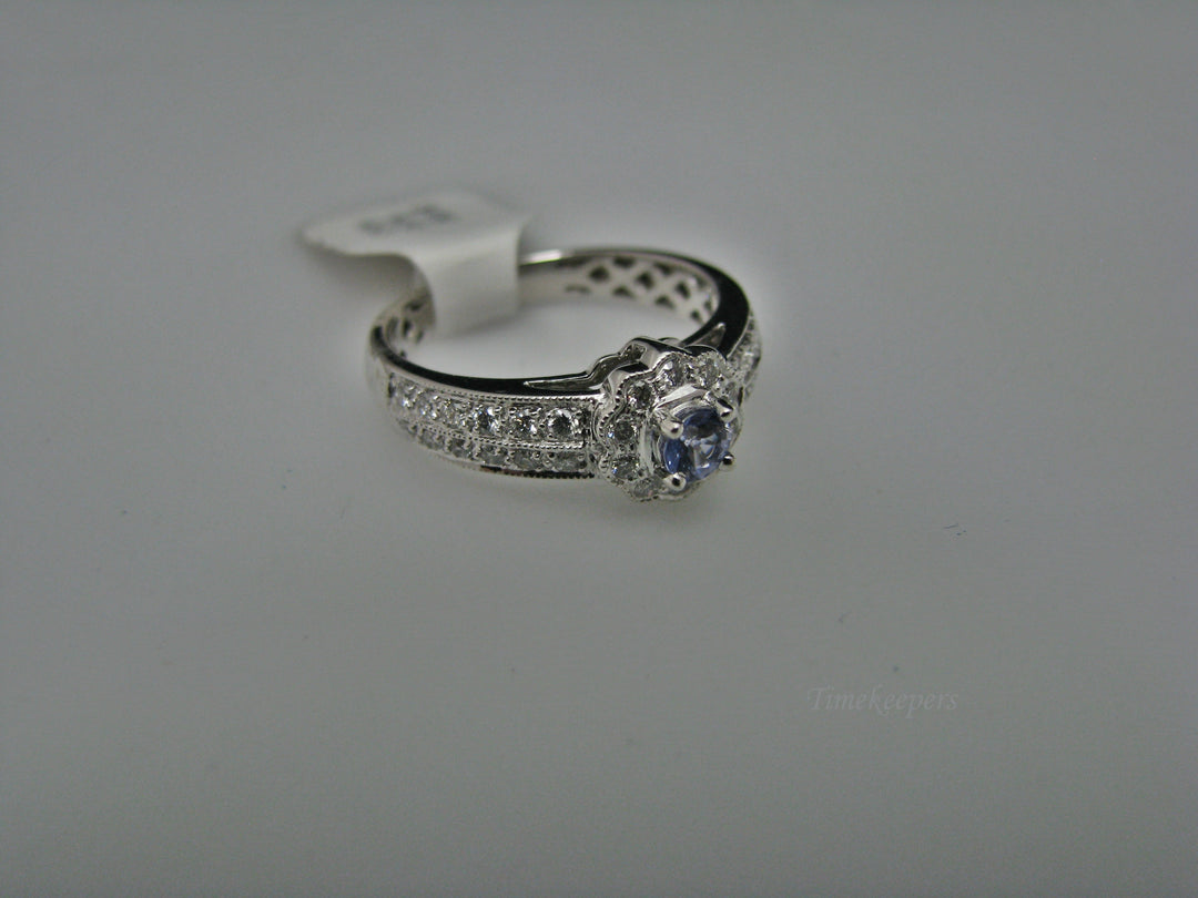 H222 Beautiful Tanzanite 14k White Gold Ring with Diamonds