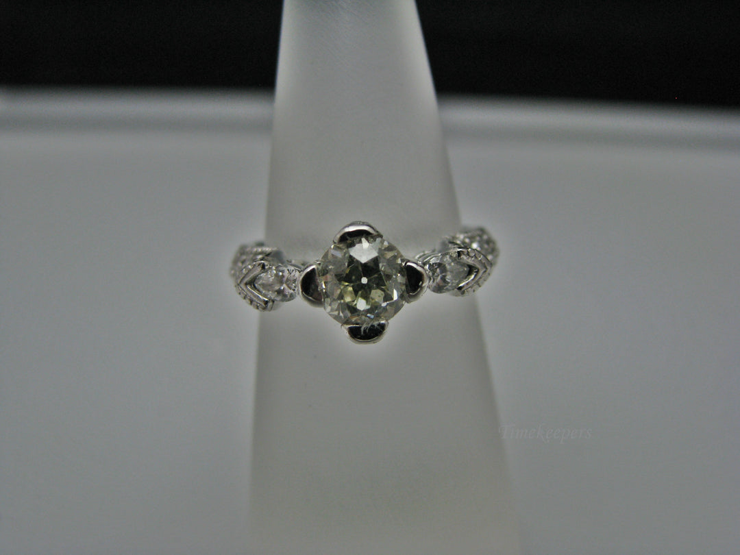 H224 Stunning 14k White Gold Engagement Ring Size 5.75 with Diamonds