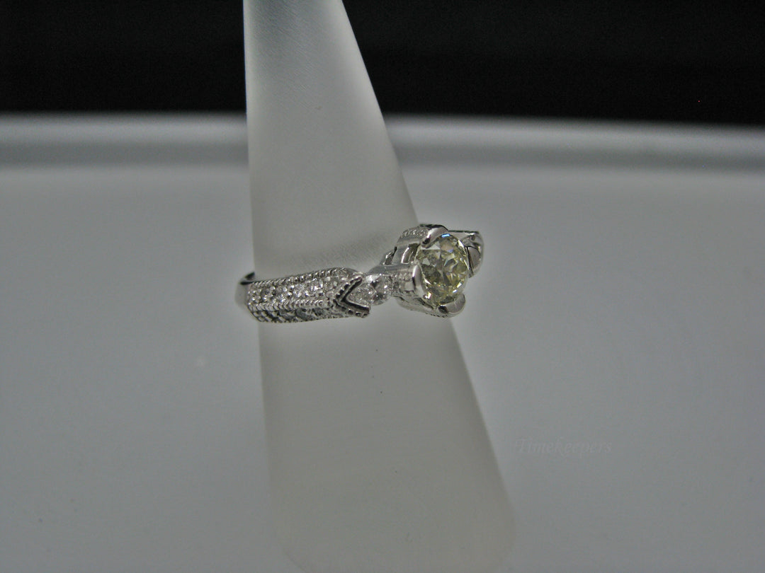 H224 Stunning 14k White Gold Engagement Ring Size 5.75 with Diamonds