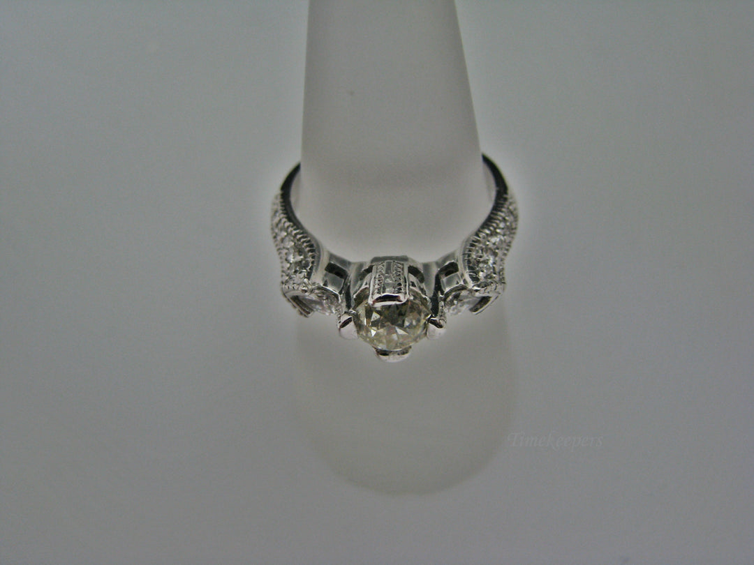 H224 Stunning 14k White Gold Engagement Ring Size 5.75 with Diamonds