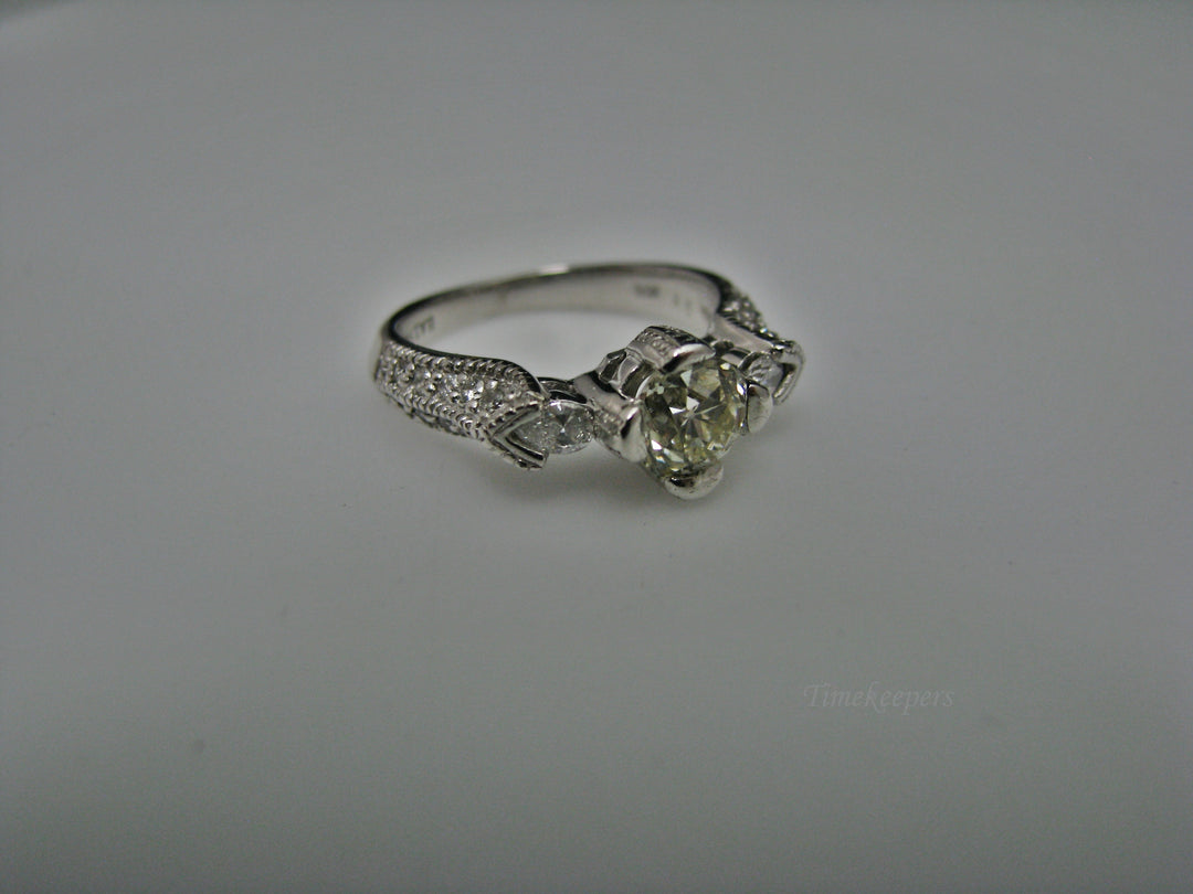 H224 Stunning 14k White Gold Engagement Ring Size 5.75 with Diamonds