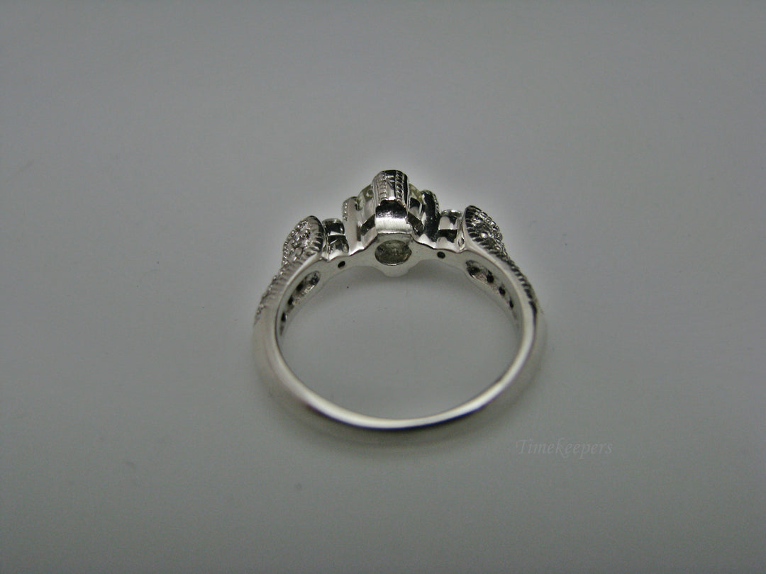 H224 Stunning 14k White Gold Engagement Ring Size 5.75 with Diamonds