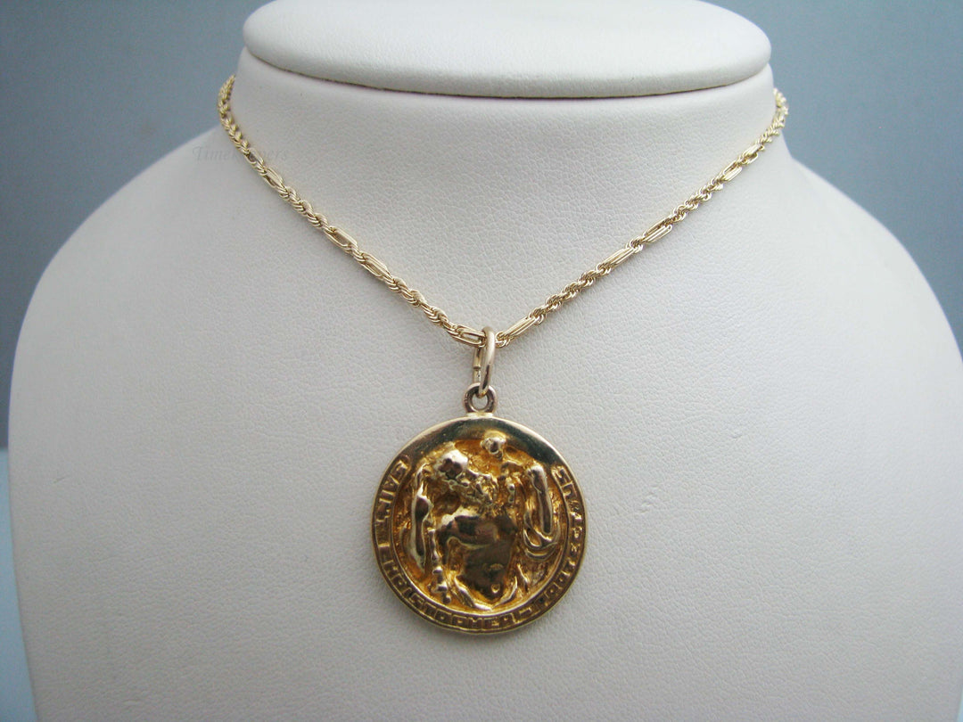 b480 Religious Saint Christopher "Protect Us" Pendant with 20" chain