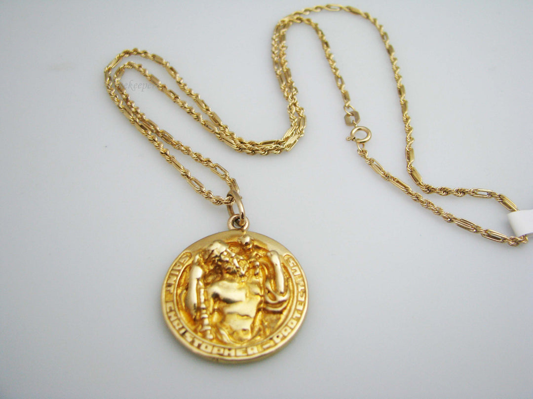 b480 Religious Saint Christopher "Protect Us" Pendant with 20" chain