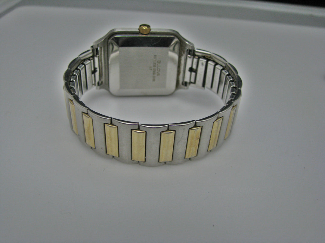 H251 Unique Two Tone Bulova Stainless Steel Mechanical Wrist Watch from 1980's