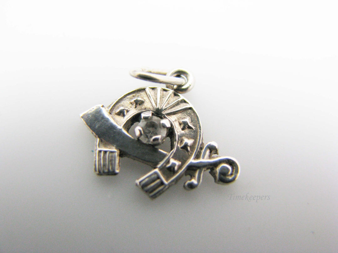 j162 Vintage Sterling Silver Shriners Charm with Clear Stone