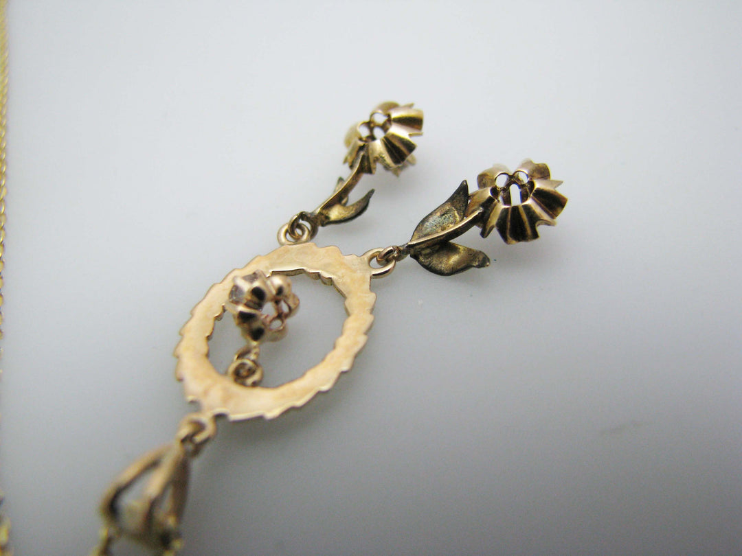 j176 Beautiful Vintage 14k Yellow Gold Pendant with Moissanite on 18" Chain