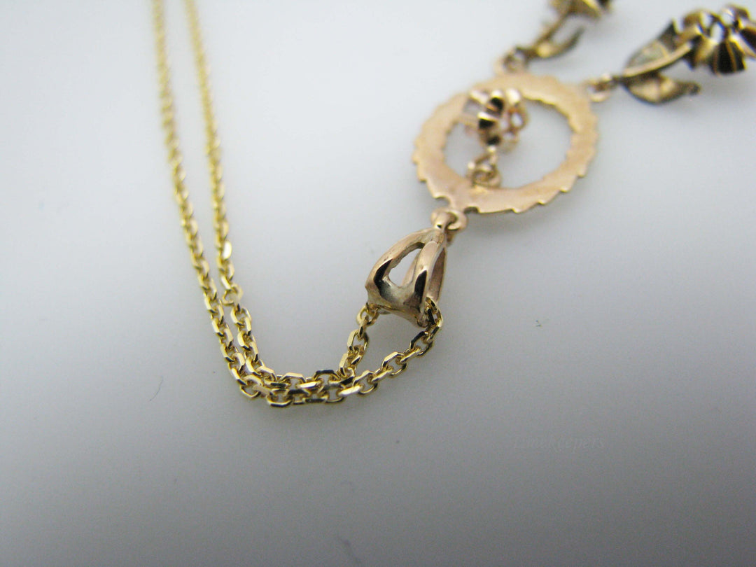 j176 Beautiful Vintage 14k Yellow Gold Pendant with Moissanite on 18" Chain