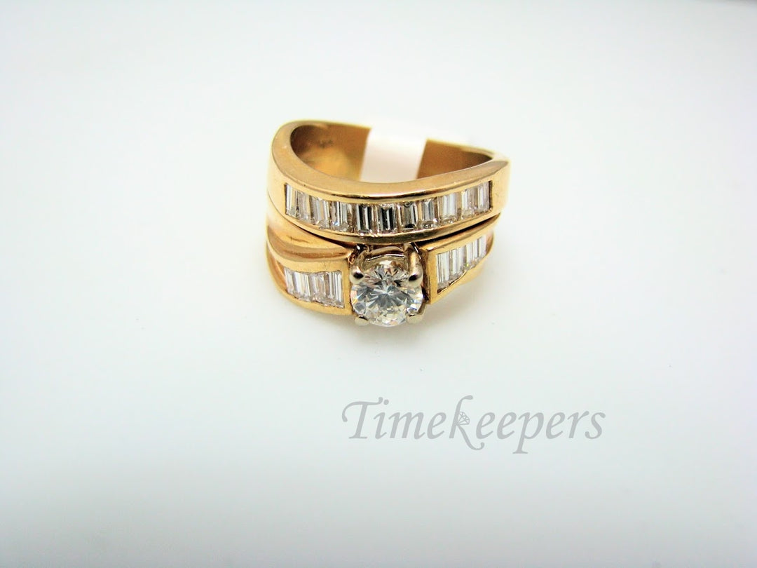 H316 Gorgeous Diamond 14k Yellow Gold Wedding Ring Set in Size 6.0