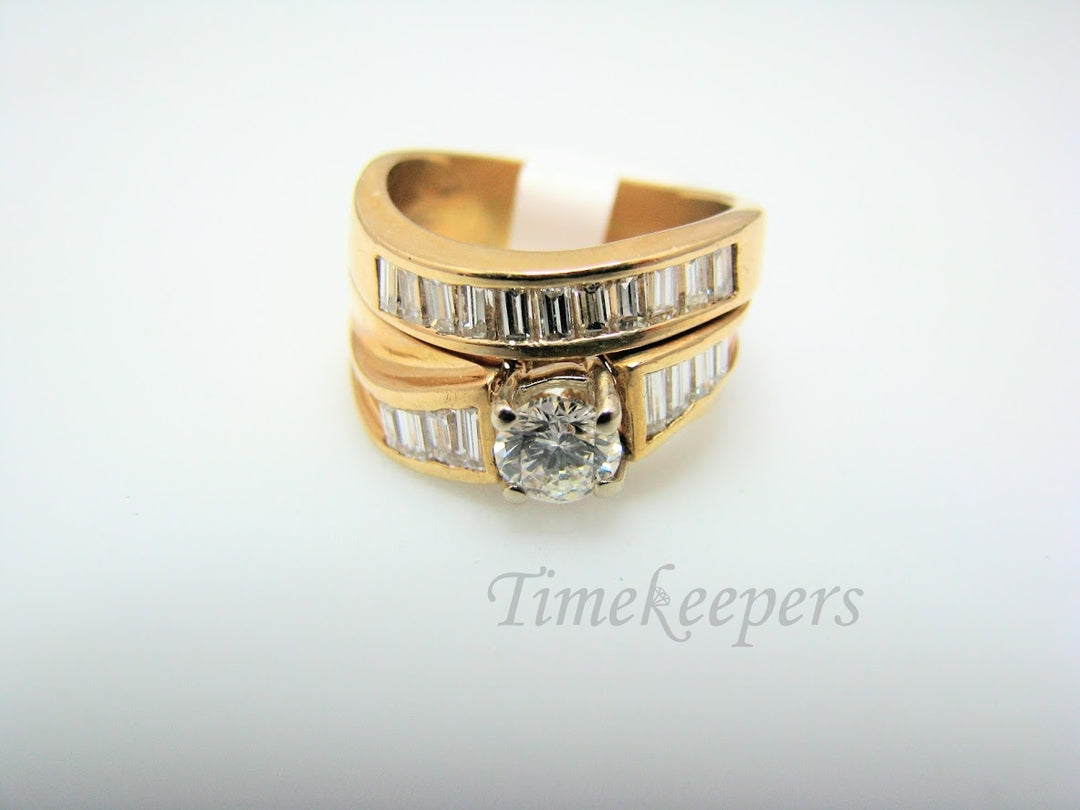 H316 Gorgeous Diamond 14k Yellow Gold Wedding Ring Set in Size 6.0