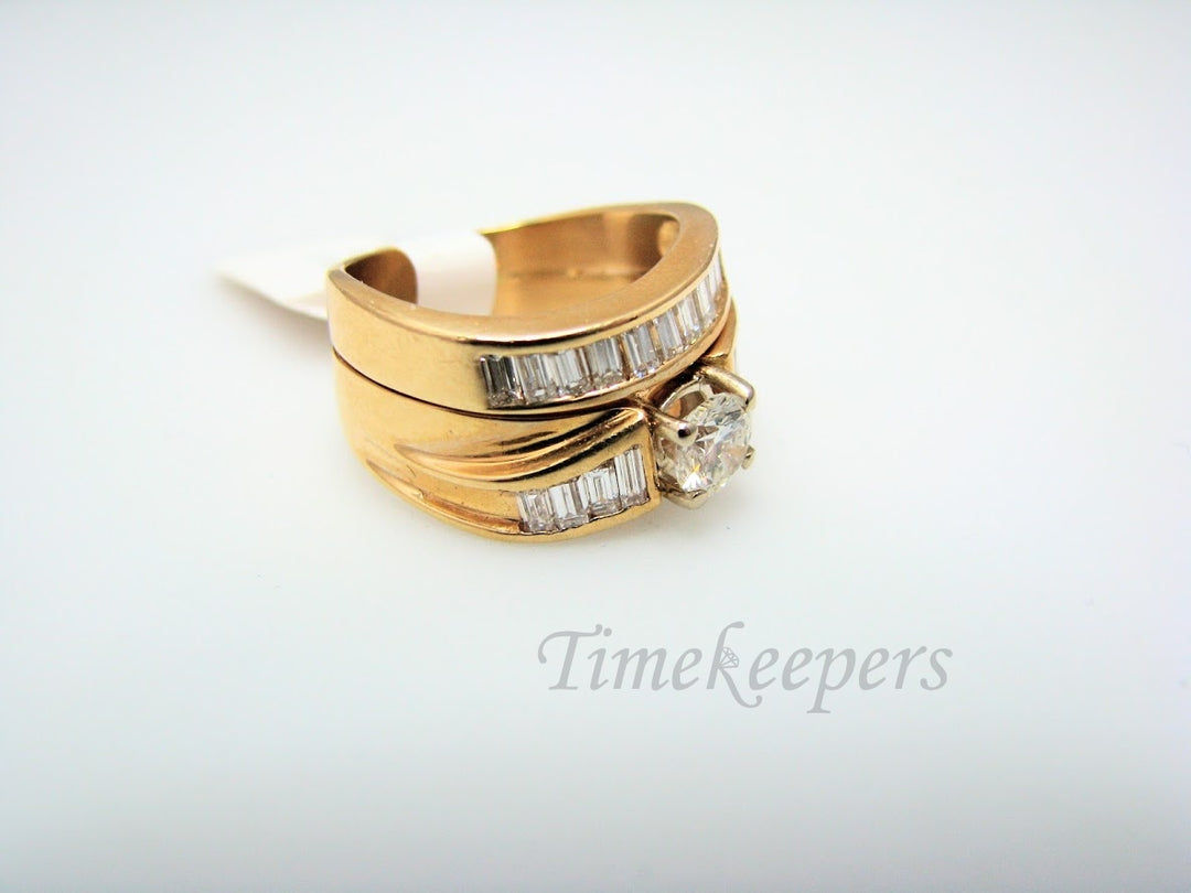 H316 Gorgeous Diamond 14k Yellow Gold Wedding Ring Set in Size 6.0