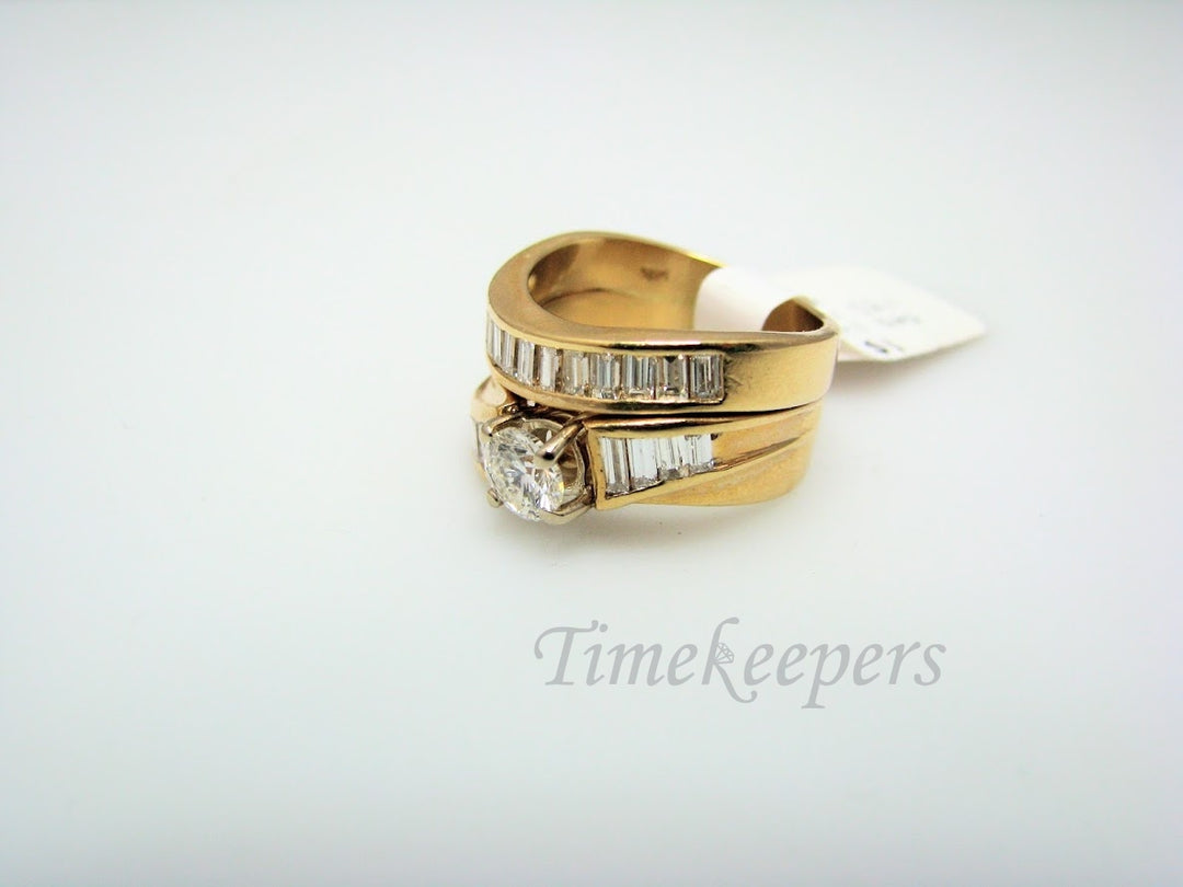 H316 Gorgeous Diamond 14k Yellow Gold Wedding Ring Set in Size 6.0