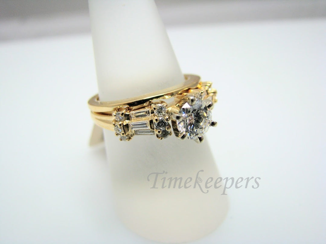 H317 Stunning Diamond 14k Yellow Gold Wedding Ring Set in Size 7.0