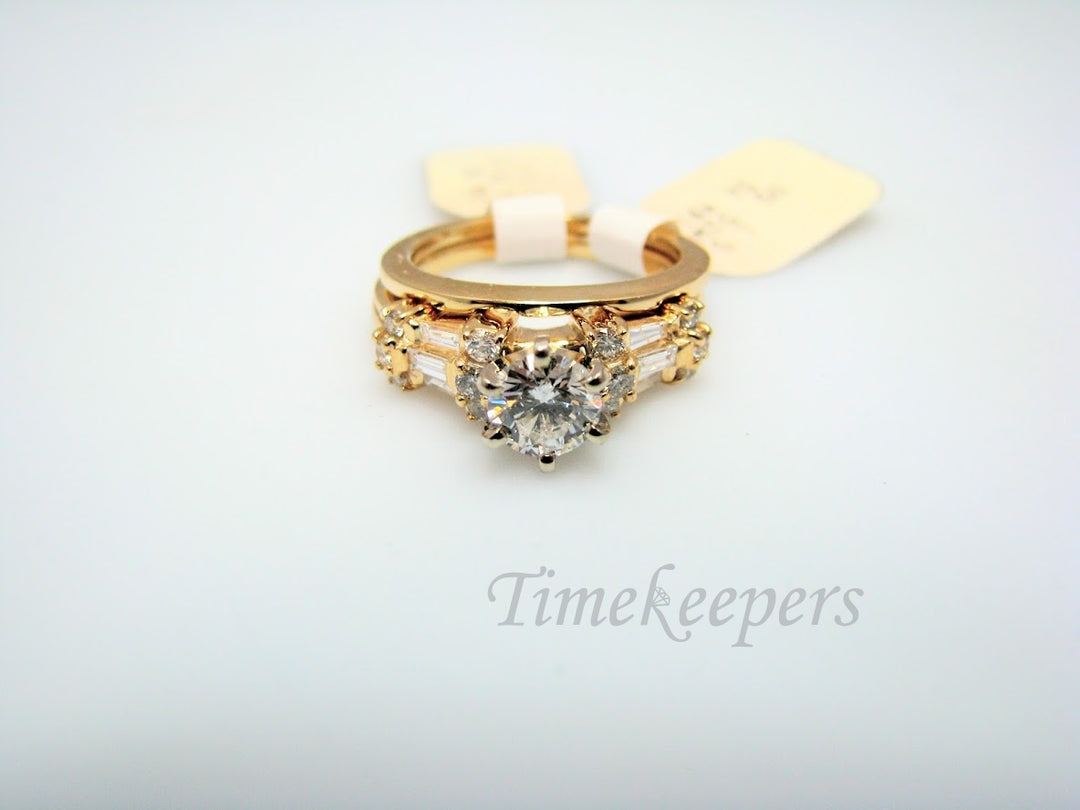 H317 Stunning Diamond 14k Yellow Gold Wedding Ring Set in Size 7.0