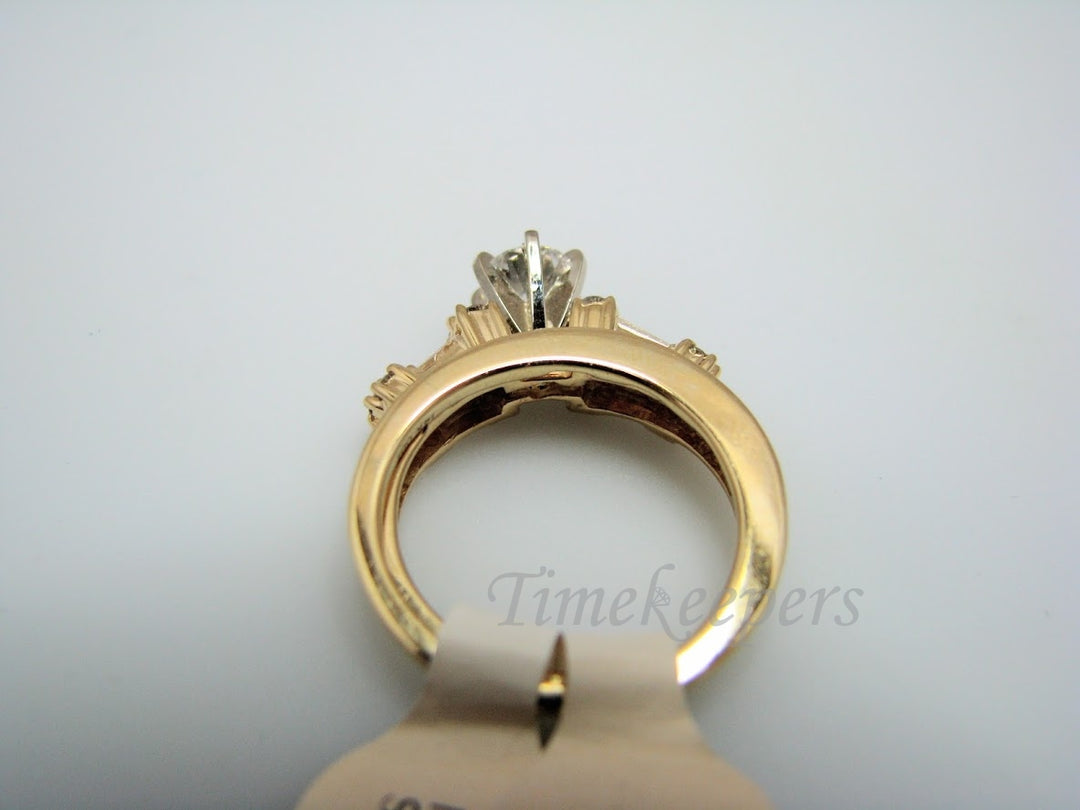 H317 Stunning Diamond 14k Yellow Gold Wedding Ring Set in Size 7.0