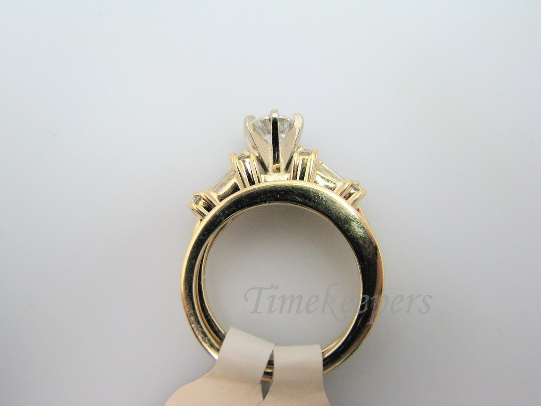 H317 Stunning Diamond 14k Yellow Gold Wedding Ring Set in Size 7.0